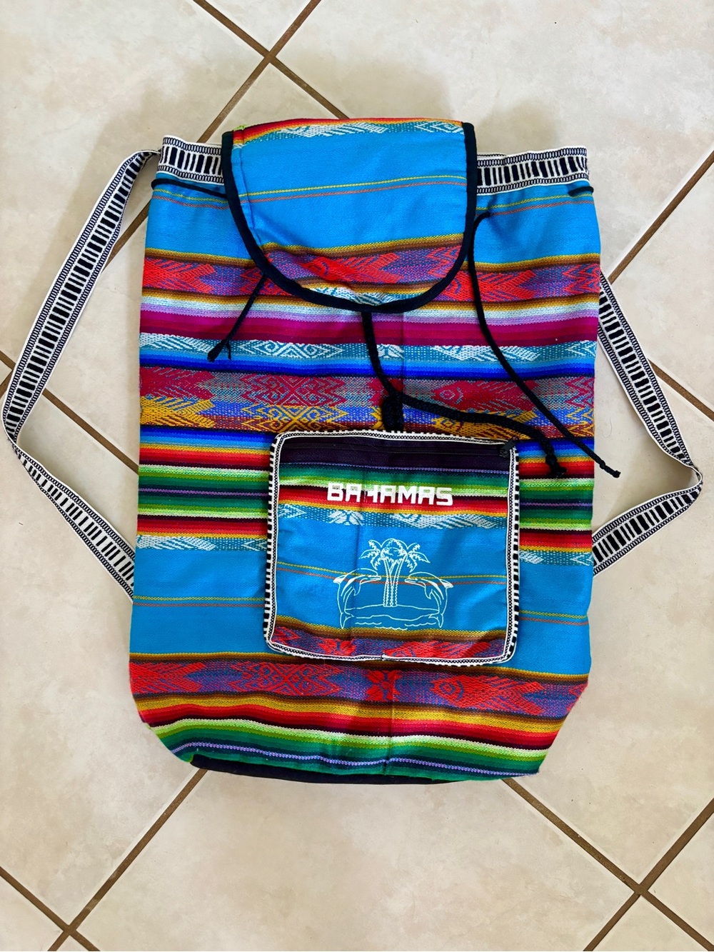 Bahamas Multicolor Striped Canvas Backpack